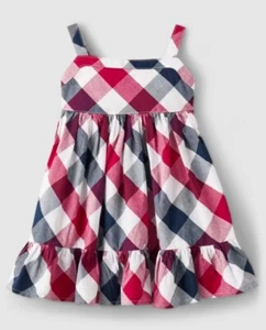 Gymboree Girls Sleeveless Red/White/Blue Plaid Poplin Cotton Sun Dress NWT - Picture 1 of 18