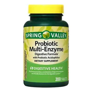 Spring Valley Probiotic Multi-Enzyme, Digestive Health Support, 200 Tablets - Picture 1 of 7