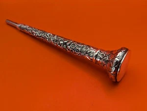 Viktorianischer Repousse Sterlingsilber 8" Regenschirm/Stockgriff mit Farnen & Blumen - Bild 1 von 10