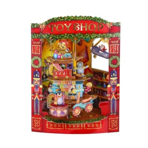 3D CHRISTMAS YULE GREETING CARD Toyshop POP UP SWING CARD Xmas DECORATION BLANK - Picture 1 of 1