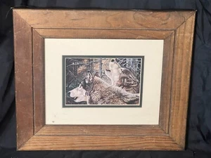 Andrew Kiss Unity Wolf Print in Wooden Frame - Picture 1 of 3