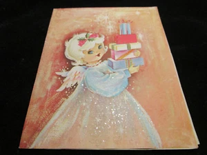 De Colección Pollyana Brillo Rosa Ala Rubia Ángel con Regalos Tarjeta de Navidad SIN USAR - Imagen 1 de 2