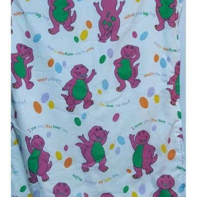 Edredón manta cuna bebé dinosaurio púrpura Barney 1992 vintage 33 X 44 Foto 1 de 4