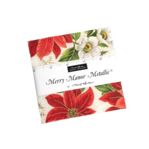 Moda Fabrics Charm Pack - Merry Manor Metallic. 42 x 5 inch squares - Picture 1 of 9