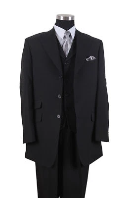 Traje de hombre 3 piezas de polipopelina de moda con 3 botones dos ventilaciones laterales longitud 35" M905-V Foto 1 de 4