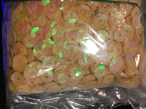 Vintage large peach iridescent cup ROUND Sequins crafts christmas clothing 196G - Picture 1 of 3