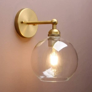 Brass Boho Vanity Gold Bathroom Wall Sconce, 1-Light Indoor Hardwired Wall Mo... - Picture 1 of 6