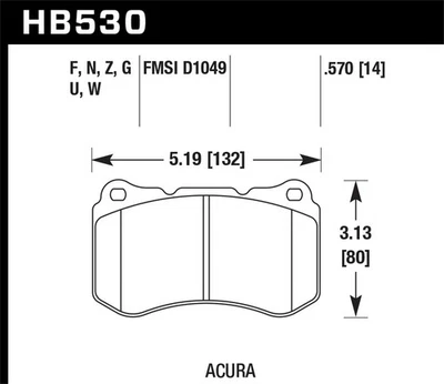 Hawk Performance HB530N.570 HP Plus Disc Brake Pad Fits 04-08 TL - Image 1 of 4