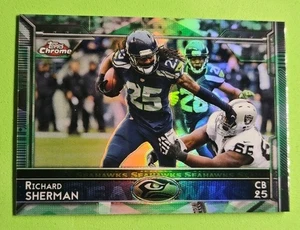 2015 Topps Chrome Mini Richard Sherman Green Refractor #9 Seattle Seahawks - Bild 1 von 2