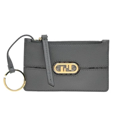 FENDI O' Lock Fragmento Estuche Monedero Cuero Gris Dorado Italia 30KP201 Foto 1 de 4