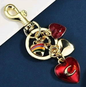 Coach MultiColor Signature Key Ring Bag Charm Womens Fashion Accessory - Picture 1 of 5