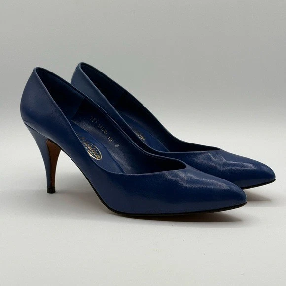 Salto bomba Robertina vintage elegante azul tamanho 10B - Imagem 1 de 4