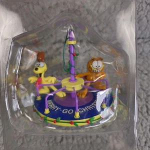Vintage Enesco Garfield Merry Christmas Go-Round Ornament MerryGoRound Odie 1978 - Bild 1 von 5