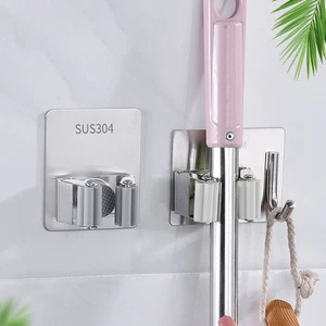 Bathroom Storage Suction Hanging Rack Pipe Hook Mounted Mop Organizer Holder - Picture 1 of 10