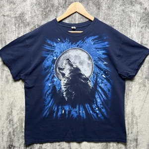 Vintage Wolf Howling Moon Graphic Shirt Herren XL Blau Outdoor Natur - Bild 1 von 6