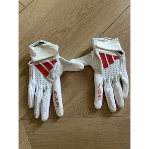 Adidas Adizero White Red Football Gloves Player ID Size Medium Men's - Picture 1 of 3
