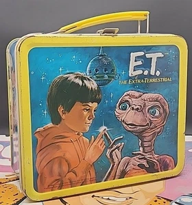 Vintage 1982 E.T. The Extra-Terrastrial - vintage metal lunchbox Great Graphics - Picture 1 of 8
