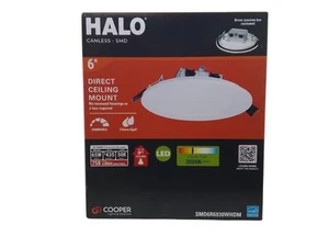 Halo SMD6R6930WHDM SMD-DM 6 in. 3000K Remodel Canless Lens White Round Light Kit - Picture 1 of 7