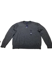 Stafford Men's Crew Neck Sweater 100% Merino Wool- Gray XL - Picture 1 of 5