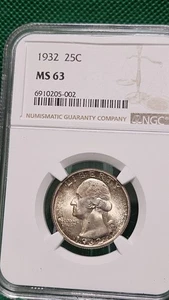 1932 Washington Quarter 25C MS63 Rim Toning! - Picture 1 of 4