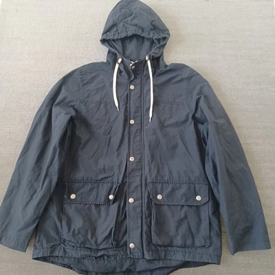 Gap Rain Jacket Mens XL Black Full Zip Button Snap Windbreaker Hooded Hiking - Image 1 of 4