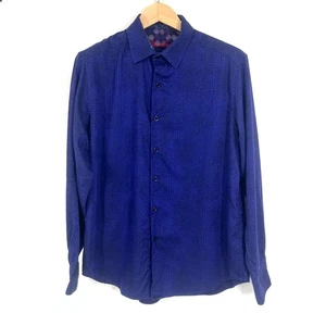 Robert Graham Mens Classic Fit Purple Print Button Down Shirt Size L Long Sleeve - Picture 1 of 13