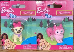 NEU 2025 Barbie Haustiere: gelber Hund mit braunen Ohren & rosa Hut & hellrosa Katze ~ süß - Bild 1 von 5