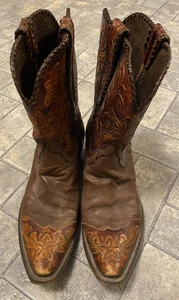Damen Cowboystiefel verziertes Leder braun geblümt Western Southwestern Cowgirl - Bild 1 von 21