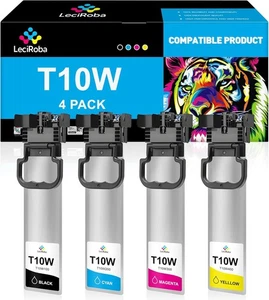 LeciRoba T10W Ink Cartridge Set for WF-C5390 WF-C5890 Black Cyan Magenta Yellow - Picture 1 of 5