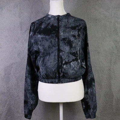 Jaqueta Gymshark Feminina Cinza Médio Corante Spray Elevar Tecido Cropped Tamanho Grande - Imagem 1 de 4