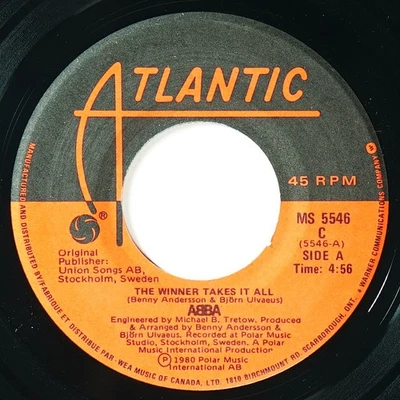 ABBA - THE WINNER TAKES IT ALL - NEAR MINT ATLANTIC STOCK CANADIAN 45! - Image 1 of 4