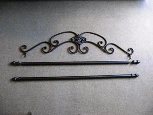 FRENCH style tapestry holder frame wrought iron black + 2 RODS NEW - Picture 1 of 4