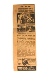 1938 Zeitungsdruck Werbetafel Ausschnitt Windex Sprühreiniger - Bild 1 von 4