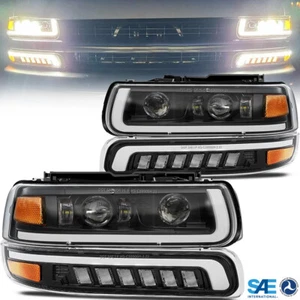 DOT LED Headlights for 1999-2002 Chevy Silverado 1500/2500 Front Projector Lamps - Bild 1 von 14