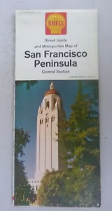 1963 San Francisco Peninsula center street map Shell oil gas Stanford Woodside - Picture 1 of 5