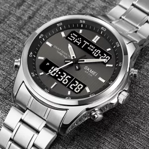Reloj analógico digital de lujo para hombre SKMEI con correa de acero inoxidable - Imagen 1 de 25