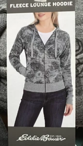 Eddie Bauer Ladies Fleece Lounge Hoodie Jacket Floral Size XXL Full Zip NEW - Picture 1 of 6