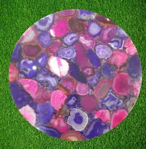 12" Natural Multicolor Agate Stone Coffee Table Top Elegant Sofa Side Decor Slab - Picture 1 of 7