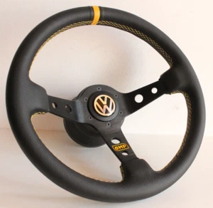 Volant fits for VW Racing Cuir Deep Dish Golf Jetta Mk4 Passat B5 Sport - Afbeelding 1 van 12