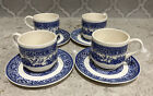 Vintage Blue Willow Coffee Tea Cup And Saucer Usa Transferware Collectible Set 4