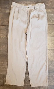 Ann Taylor Loft Wide Leg Pleated Trouser Pant Womens Sz 10 Khaki Tan Lyocell - Picture 1 of 8