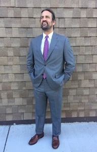 J Press 43/44R Mens Suit Grey Stripe Italian Fabric Made In Canada 3/2 Roll - Picture 1 of 11