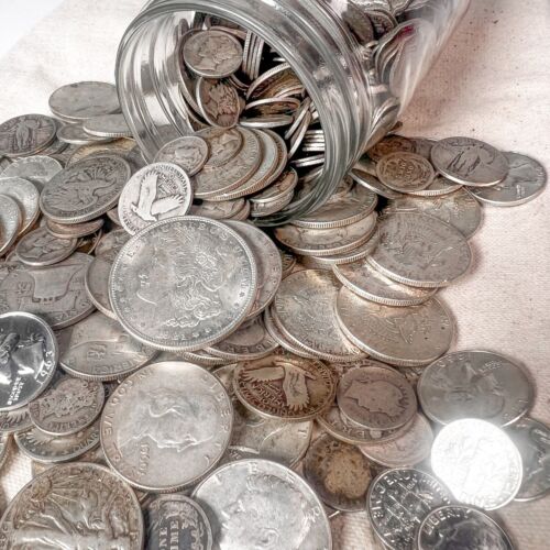 Mason Jar Silver Coin Mixed Lot | Estate Sale Liquidation | Us Silver Coins