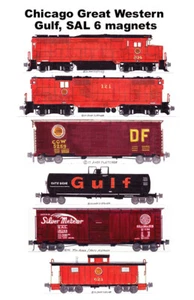 Chicago Great Western, Gulf, SAL Freight Train 6 magnets by Andy Fletcher - Picture 1 of 1