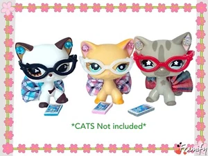 Littlest Pet Shop Clothes LPS Accessories Random 4PC NERD Lot *CAT NOT INCLUDED*