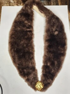 Vintage Brown Mink Fur Collar Stole Luxury Glam Old Hollywood Pinup 24" - Picture 1 of 7