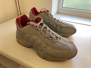 Nike Air Max 95 Metallic Silver/Red Trainers Size Uk 9 - FREE POSTAGE! VERY RARE - Picture 1 of 11