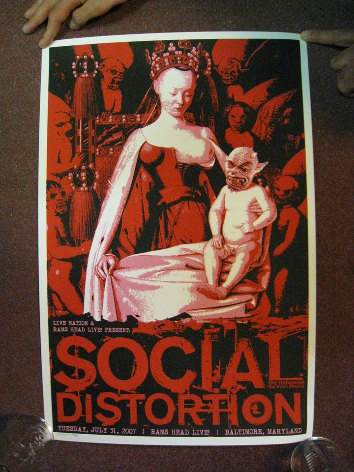 Social Distortion Poster the Hangmen the Heart Attacks Baltimore Maryland 2007 - Image 1 of 2