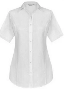 NUEVA CAMISA AJUSTADA DE SEÑORA DISLEY BLANCA MANGAS CORTAS BRIANNA A RAYAS SOLAS TALLA 6-18 - Imagen 1 de 5