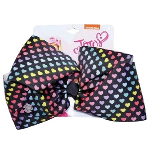 Girls Hair Bows Clip JoJo Siwa Bow Collection Black Multicolor Hearts Accessory - Picture 1 of 5